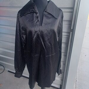 The Towner 1970s‎ Vtg Silky Career Blouse Secretary Polka Dots Whimsygoth Top